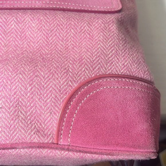 COACH EUC Pink Suede & Tweed Satchel - Picture 6 of 13
